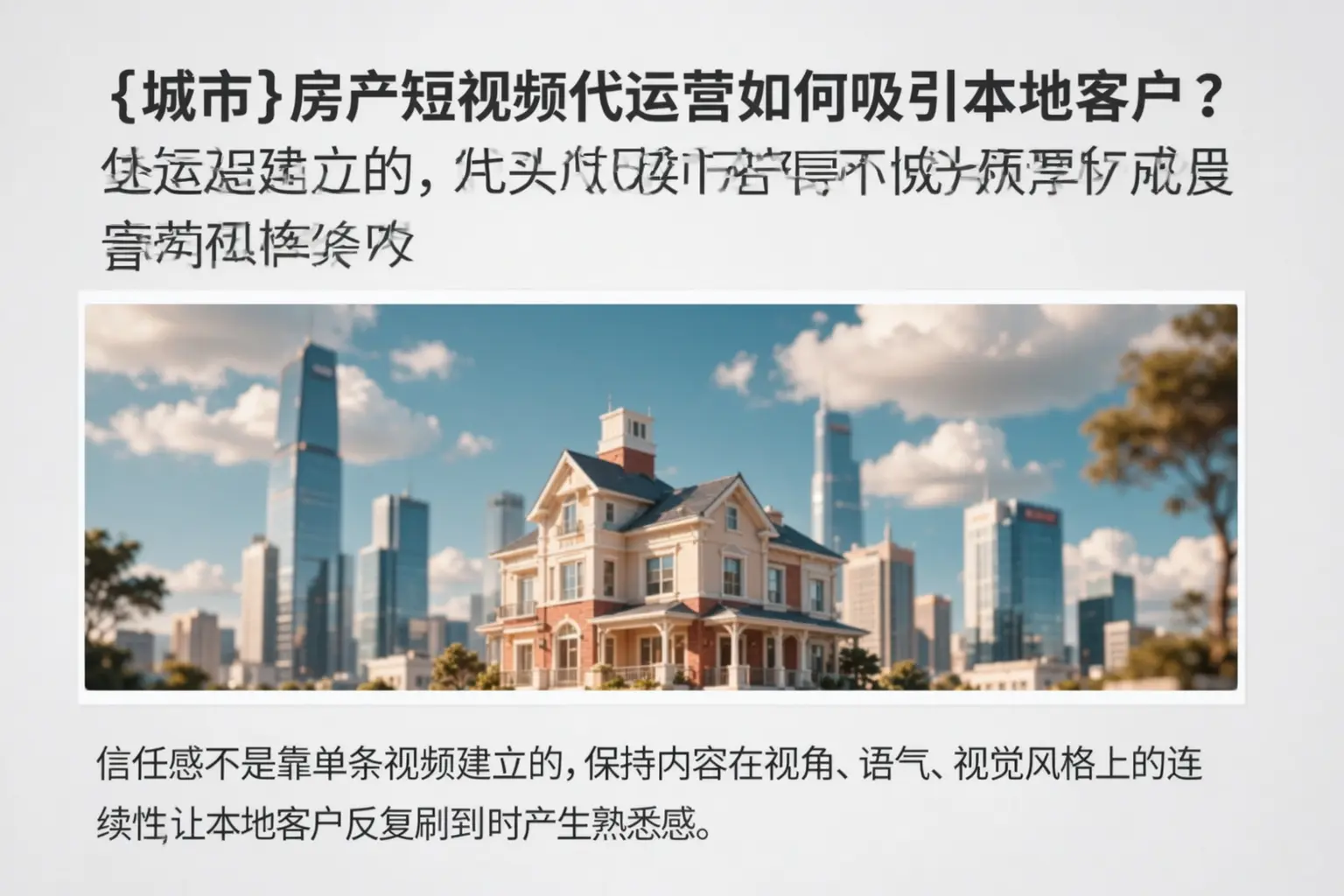 霸州房产短视频代运营如何吸引本地客户?